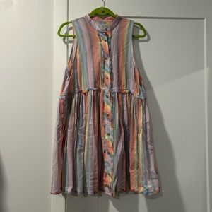 UO Suki Button-Front Frock Dress in Rainbow